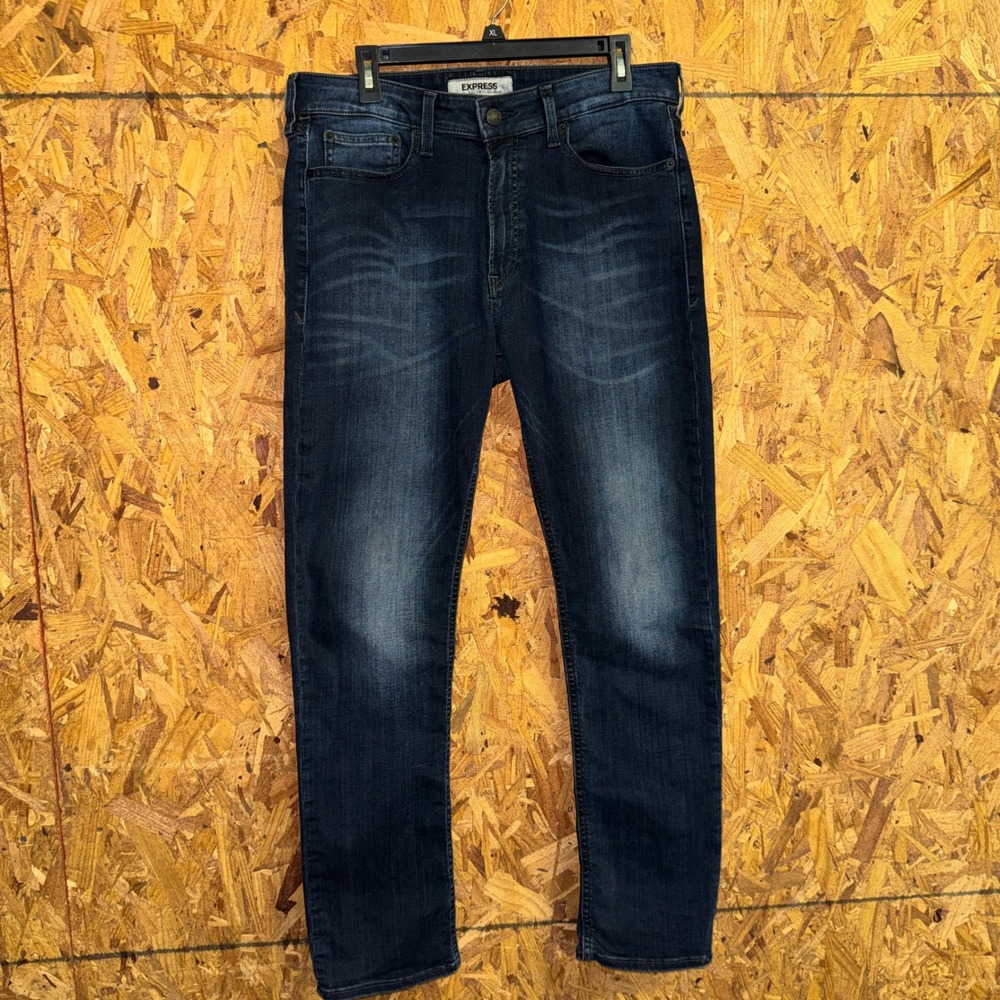 Express Slim Skinny Jeans Dark Wash Denim Plain Casual Basics Pants Mens 34x32
